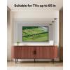 VEVOR Fluted TV Stand for TVs up to 65 inch, Mid-Century Modern Entertainment Center, Media Console with Storage Cabinet and Sliding Tambour Door, Boho Television Stand for Living Room, Bedroom, Oak(Brown)