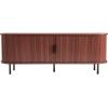 VEVOR Fluted TV Stand for TVs up to 65 inch, Mid-Century Modern Entertainment Center, Media Console with Storage Cabinet and Sliding Tambour Door, Boho Television Stand for Living Room, Bedroom, Oak(Brown)