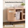 VEVOR Fluted TV Stand for TVs up to 65 inch, Mid-Century Modern Entertainment Center, Media Console with Storage Cabinet and Sliding Tambour Door, Boho Television Stand for Living Room, Bedroom, Oak(Natural)