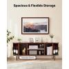 VEVOR Fluted TV Stand for TVs up to 65 inch, Mid-Century Modern Entertainment Center, Media Console with Storage Cabinet and Sliding Tambour Door, Boho Television Stand for Living Room, Bedroom, Oak(Brown)