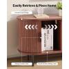 VEVOR Fluted TV Stand for TVs up to 65 inch, Mid-Century Modern Entertainment Center, Media Console with Storage Cabinet and Sliding Tambour Door, Boho Television Stand for Living Room, Bedroom, Oak(Brown)