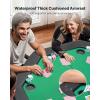 VEVOR Foldable Poker Table, 8 Player 48 in Folding Casino Leisure Table with Padded Rails & Cup Holders, Octagonal Portable Game Tables with Felt & Metal Legs, for Texas Hold’em Game and Blackjack(Black+green)