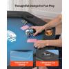 VEVOR Foldable Poker Table, 8 Player 48 in Folding Casino Leisure Table with Padded Rails & Cup Holders, Octagonal Portable Game Tables with Felt & Metal Legs, for Texas Hold’em Game and Blackjack(Black+blue)