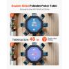 VEVOR Foldable Poker Table, 8 Player 48 in Folding Casino Leisure Table with Padded Rails & Cup Holders, Octagonal Portable Game Tables with Felt & Metal Legs, for Texas Hold’em Game and Blackjack(Black+blue)