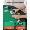 VEVOR Foldable Poker Table, 8 Player 48 in Folding Casino Leisure Table with Padded Rails & Cup Holders, Octagonal Portable Game Tables with Felt & Metal Legs, for Texas Hold’em Game and Blackjack(Black+green)