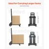 VEVOR Folding Hand Truck, 110 lbs Load Capacity, Collapsible Luggage Cart with 2 Wheels & 1 Elastic Rope, Utility Dolly Platform Cart for Airport Travel Furniture Luggage Office Moving, Black(290 lbs)