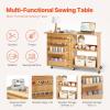 VEVOR Folding Sewing Table, Multipurpose Sewing Machine Table with Cabinet, Compact Design, Wheels, Wooden Pegs, Storage Trays and Shelf, Magnetic Door, Craft Station and Side Desk for Home, White(Brown w/o Cabinet)