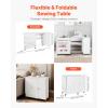 VEVOR Folding Sewing Table, Multipurpose Sewing Machine Table with Cabinet, Compact Design, Wheels, Wooden Pegs, Storage Trays and Shelf, Magnetic Door, Craft Station and Side Desk for Home, White(White W/ Cabinet)