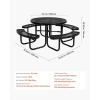 VEVOR Heavy-Duty Picnic Table, Outdoor Furniture Weather Resistant Patio Dining Set, Coated Steel Tables with Umbrella Hole, 46″ Round Table and Bench Set, for Garden, Backyard, Porch (Black)