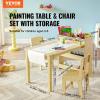 VEVOR Kids Art Table and 2 Chairs, 2-in-1 Toddler Craft and Play Activity Table, Wood Toddler Table and Chair Set with A Cabinet for Art, Craft, Reading, Learning(Natural)