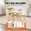 VEVOR Kids Art Table and 2 Chairs, 2-in-1 Toddler Craft and Play Activity Table, Wood Toddler Table and Chair Set with A Cabinet for Art, Craft, Reading, Learning(Natural)
