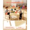 VEVOR Kids Art Table and Chair Set, Toddler Activity Table with Storage, Wood Kids Craft Desk with Paper Roll for Drawing, Reading, Writing, Kid Play Table for Nursery, Playroom, Classroom, White(Natural)
