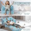 VEVOR Kids Couch, 2-in-1 Toddler Chairs Comfy, Toddler Couch Sofa Bed Fold Out, Convertible Sofa to Lounger, Kids Chair Seat Playroom Furniture for Kids Girls & Boys, Sky Blue(Light Blue)