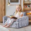 VEVOR Kids Couch, 2-in-1 Toddler Chairs Comfy, Toddler Couch Sofa Bed Fold Out, Convertible Sofa to Lounger, Kids Chair Seat Playroom Furniture for Kids Girls & Boys, Sky Blue(Light Grey)
