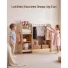 VEVOR Kids Dress Up Storage, with Mirror, Wooden Kids Dress Up Rack, Toddler Wardrobe Closet for Little Girls, Storage Armoire, Costume Organizer, Children Playroom Furniture, for Bedroom, Natural(Wood)