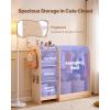 VEVOR Kids Dress Up Storage, with Mirror, Wooden Kids Dress Up Rack, Toddler Wardrobe Closet for Little Girls, Storage Armoire, Costume Organizer, Children Playroom Furniture, for Bedroom, Natural(Wood)