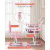 VEVOR Kids Study Chair and Desk Set, Study Desk and Chair for Kids with Bookshelf and Storage Drawer, Adjustable Height Kids Study Desk with Chair, Children Study Table for Bedroom & Study Room, Pink(Pink)