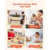 VEVOR Kids Table and Chair Set, 3 in 1 Wooden Kids Table with Storage Drawer, Toddler Activity Play Desk with 2 in 1 Detachable Tabletop, Children Table for Art, Eating, Reading, Learning, Natural(Natural)