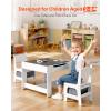 VEVOR Kids Table and Chair Set, 3 in 1 Wooden Kids Table with Storage Drawer, Toddler Activity Play Desk with 2 in 1 Detachable Tabletop, Children Table for Art, Eating, Reading, Learning, Natural(Gray & White)