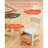 VEVOR Kids Table and Chair Set, 3 in 1 Wooden Kids Table with Storage Drawer, Toddler Activity Play Desk with 2 in 1 Detachable Tabletop, Children Table for Art, Eating, Reading, Learning, Natural(Natural)