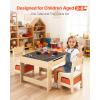 VEVOR Kids Table and Chair Set, 3 in 1 Wooden Kids Table with Storage Drawer, Toddler Activity Play Desk with 2 in 1 Detachable Tabletop, Children Table for Art, Eating, Reading, Learning, Natural(Natural)