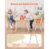 VEVOR Kids Table and Chairs, Toddler Table and Chair Set, Children Wooden Multi-Activity Table for Play, Art, Craft, Reading, Learning, Eating, 1 Table and 2 Chairs(Natural)