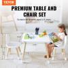 VEVOR Kids Table and Chairs, Toddler Table and Chair Set, Children Wooden Multi-Activity Table for Play, Art, Craft, Reading, Learning, Eating, 1 Table and 2 Chairs(White)