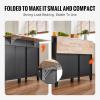 VEVOR Kitchen Island Cart, 50″ Wood Top Breakfast Bar with Trash Cabinet Tilt Out 10 Gallon Storage, Farmhouse Dining Living Room Table with Drop Leaf, Towel Bar, Drawer, Black(50inch-black)