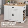 VEVOR Kitchen Island Cart, 50″ Wood Top Breakfast Bar with Trash Cabinet Tilt Out 10 Gallon Storage, Farmhouse Dining Living Room Table with Drop Leaf, Towel Bar, Drawer, Black(46inch-White)