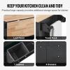VEVOR Kitchen Island Cart, 50″ Wood Top Breakfast Bar with Trash Cabinet Tilt Out 10 Gallon Storage, Farmhouse Dining Living Room Table with Drop Leaf, Towel Bar, Drawer, Black(50inch-black)