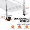 VEVOR Kitchen Utility Cart, 3 Tier Heavy Duty Adjustable Wire Storage Rack, Commercial Steel Rolling Service Trolley on Wheels, Work Table with Handle Bar, for Garage and Laundry Room, 40x25x40.9 in(18″d X 35″w X 40.9″h)