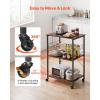VEVOR Kitchen Utility Cart, 3 Tier Heavy Duty Adjustable Wire Storage Rack, Commercial Steel Rolling Service Trolley on Wheels, Work Table with Handle Bar, for Garage and Laundry Room, 40x25x40.9 in(15.8″d X 23.7″w X 35.5″h Vintage)