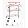 VEVOR Kitchen Utility Cart, 3 Tier Heavy Duty Adjustable Wire Storage Rack, Commercial Steel Rolling Service Trolley on Wheels, Work Table with Handle Bar, for Garage and Laundry Room, 40x25x40.9 in(17.8″d X 35″w X 40.9″h Upgraded)
