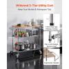 VEVOR Kitchen Utility Cart, 3 Tier Heavy Duty Adjustable Wire Storage Rack, Commercial Steel Rolling Service Trolley on Wheels, Work Table with Handle Bar, for Garage and Laundry Room, 40x25x40.9 in(18″d X 30″w X 36″h Table Top)