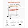 VEVOR Kitchen Utility Cart, 3 Tier Heavy Duty Adjustable Wire Storage Rack, Commercial Steel Rolling Service Trolley on Wheels, Work Table with Handle Bar, for Garage and Laundry Room, 40x25x40.9 in(18″d X 30″w X 36″h Table Top)