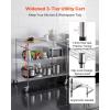 VEVOR Kitchen Utility Cart, 3 Tier Heavy Duty Adjustable Wire Storage Rack, Commercial Steel Rolling Service Trolley on Wheels, Work Table with Handle Bar, for Garage and Laundry Room, 40x25x40.9 in(25″d X 40″w X 40.9″h)