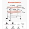 VEVOR Kitchen Utility Cart, 3 Tier Heavy Duty Adjustable Wire Storage Rack, Commercial Steel Rolling Service Trolley on Wheels, Work Table with Handle Bar, for Garage and Laundry Room, 40x25x40.9 in(25″d X 40″w X 40.9″h)