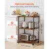 VEVOR Kitchen Utility Cart, 3 Tier Heavy Duty Adjustable Wire Storage Rack, Commercial Steel Rolling Service Trolley on Wheels, Work Table with Handle Bar, for Garage and Laundry Room, 40x25x40.9 in(15.8″d X 23.7″w X 35.5″h Vintage)