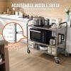 VEVOR Kitchen Utility Cart, 36.6″x20″x24″ 3 Tiers Wire Rolling Cart, 470LBS Capacity Steel Service Cart with Brake Wheels, Storage Trolley with 76mm Basket PP Liner 6 Hooks, for Indoor & Outdoor Use(Stainless Steel Trolley)
