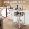 VEVOR Kitchen Utility Cart, 36.6″x20″x24″ 3 Tiers Wire Rolling Cart, 470LBS Capacity Steel Service Cart with Brake Wheels, Storage Trolley with 76mm Basket PP Liner 6 Hooks, for Indoor & Outdoor Use(Drawer Cart)
