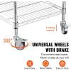 VEVOR Kitchen Utility Cart, 36.6″x20″x24″ 3 Tiers Wire Rolling Cart, 470LBS Capacity Steel Service Cart with Brake Wheels, Storage Trolley with 76mm Basket PP Liner 6 Hooks, for Indoor & Outdoor Use(Drawer Cart)