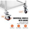 VEVOR Kitchen Utility Cart, 36.6″x20″x24″ 3 Tiers Wire Rolling Cart, 470LBS Capacity Steel Service Cart with Brake Wheels, Storage Trolley with 76mm Basket PP Liner 6 Hooks, for Indoor & Outdoor Use(Stainless Steel Trolley)