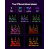 VEVOR LED Lighted Liquor Bottle Display, 2-Tier 16 Inch Whiskey Rack, Supports USB, Illuminated Home Bar Shelf with RF Remote & App Control, 7 Static Colors, Acrylic+ Wood Lighted Shelf for 8 Bottles(2 Step 16 Inches（Wood+Acrylic）)