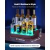 VEVOR LED Lighted Liquor Bottle Display, 2-Tier 16 Inch Whiskey Rack, Supports USB, Illuminated Home Bar Shelf with RF Remote & App Control, 7 Static Colors, Acrylic+ Wood Lighted Shelf for 8 Bottles(2 Step 16 Inches（Wood+Acrylic）)