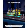 VEVOR LED Lighted Liquor Bottle Display, 2-Tier 16 Inch Whiskey Rack, Supports USB, Illuminated Home Bar Shelf with RF Remote & App Control, 7 Static Colors, Acrylic+ Wood Lighted Shelf for 8 Bottles(3 Step 30 Inches（Wood+Acrylic）)