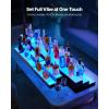 VEVOR LED Lighted Liquor Bottle Display, 2-Tier 16 Inch Whiskey Rack, Supports USB, Illuminated Home Bar Shelf with RF Remote & App Control, 7 Static Colors, Acrylic+ Wood Lighted Shelf for 8 Bottles(2 Step 16 Inches（Wood+Acrylic）)