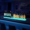 VEVOR LED Lighted Liquor Bottle Display, 3 Tiers 20 Inches Whiskey Rack, Supports USB, Illuminated Home Bar Shelf with RF Remote & App Control, 9 Static Colors, Acrylic Lighted Shelf for 15 Bottles(1 Step 48 Inches)