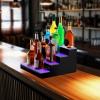 VEVOR LED Lighted Liquor Bottle Display, 3 Tiers 20 Inches Whiskey Rack, Supports USB, Illuminated Home Bar Shelf with RF Remote & App Control, 9 Static Colors, Acrylic Lighted Shelf for 15 Bottles(4 Step 16 Inches)