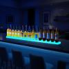 VEVOR LED Lighted Liquor Bottle Display, 3 Tiers 20 Inches Whiskey Rack, Supports USB, Illuminated Home Bar Shelf with RF Remote & App Control, 9 Static Colors, Acrylic Lighted Shelf for 15 Bottles(1 Step 60 Inches)