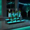 VEVOR LED Lighted Liquor Bottle Display, 3 Tiers 20 Inches Whiskey Rack, Supports USB, Illuminated Home Bar Shelf with RF Remote & App Control, 9 Static Colors, Acrylic Lighted Shelf for 15 Bottles(2 Step 20 Inches)